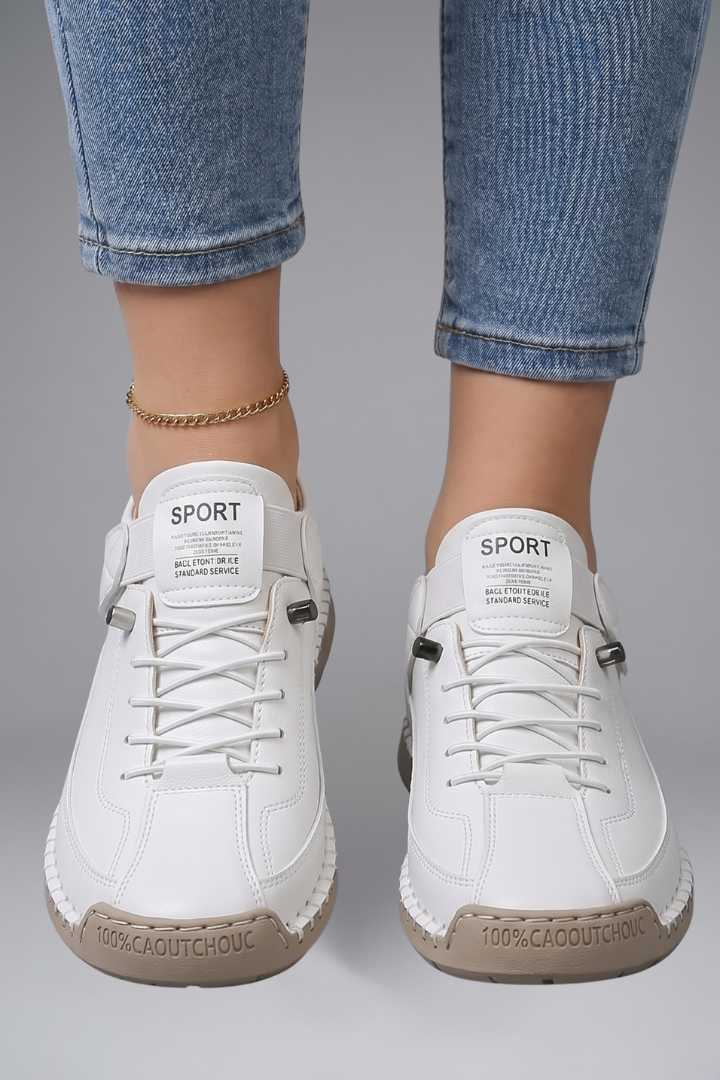 Rosetta | Women's Leather Trainers with Elastic Panels and EVA Sole