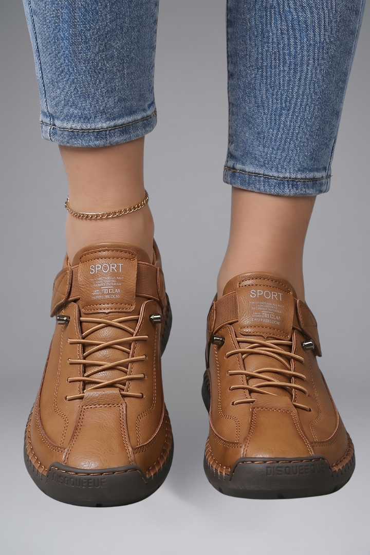Rosetta | Women's Leather Trainers with Elastic Panels and EVA Sole