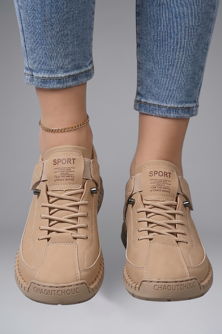 Rosetta | Women's Leather Trainers with Elastic Panels and EVA Sole