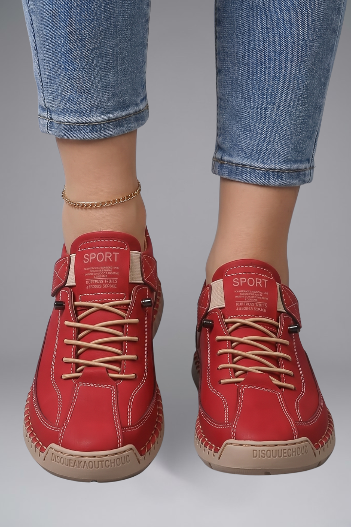 Rosetta | Women's Leather Trainers with Elastic Panels and EVA Sole