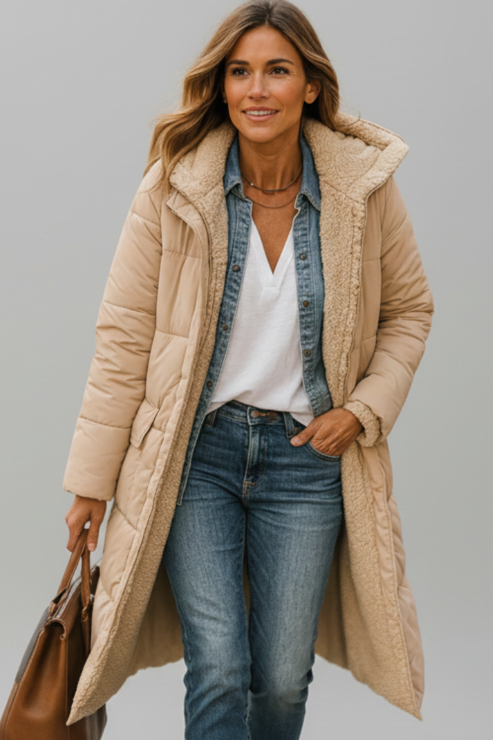 Elberta | Women’s Long Coat with Hood and Zip