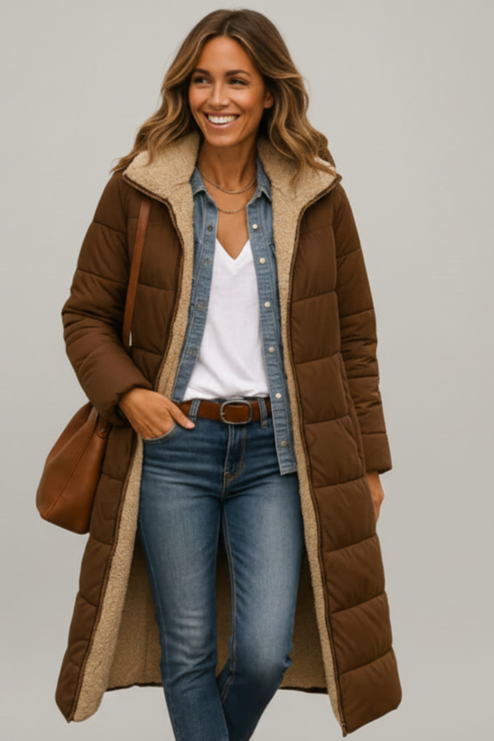 Elberta | Women’s Long Coat with Hood and Zip