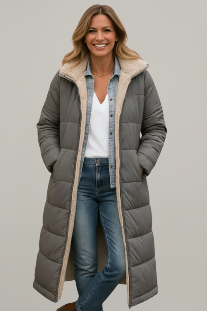 Elberta | Women’s Long Coat with Hood and Zip