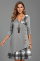 Philomena | Women’s Long Sleeve Dress with V Neckline and Button Detail