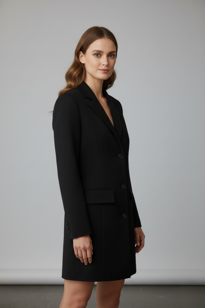 Erica | Women’s Longline Blazer with Notched Lapel and Front Buttons
