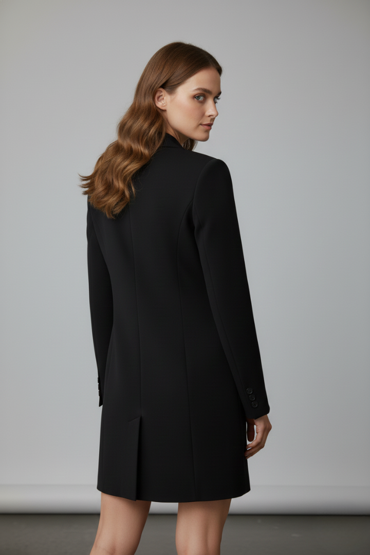 Erica | Women’s Longline Blazer with Notched Lapel and Front Buttons