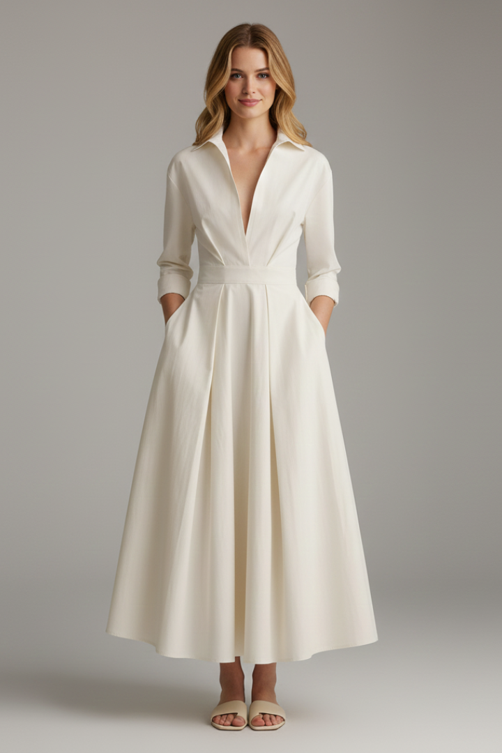 Midikleid für Damen mit betonter Taille – Elegantes tailliertes Tages- & Anlasskleid