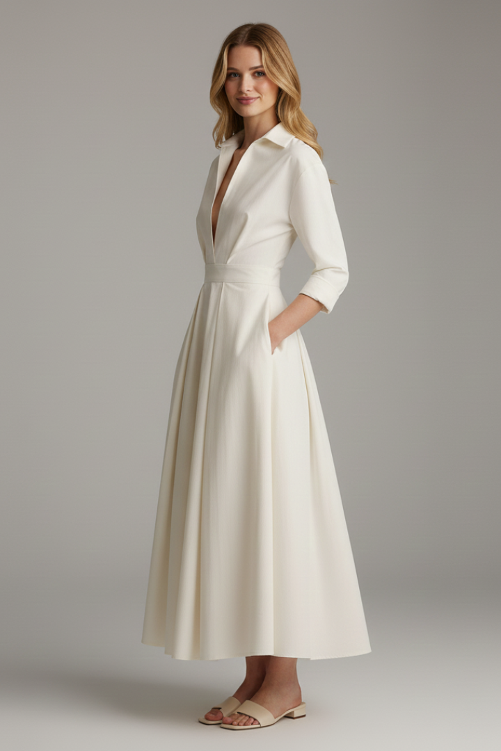 Midikleid für Damen mit betonter Taille – Elegantes tailliertes Tages- & Anlasskleid