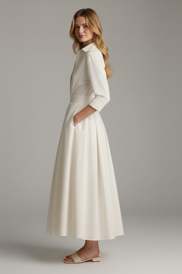 Midikleid für Damen mit betonter Taille – Elegantes tailliertes Tages- & Anlasskleid