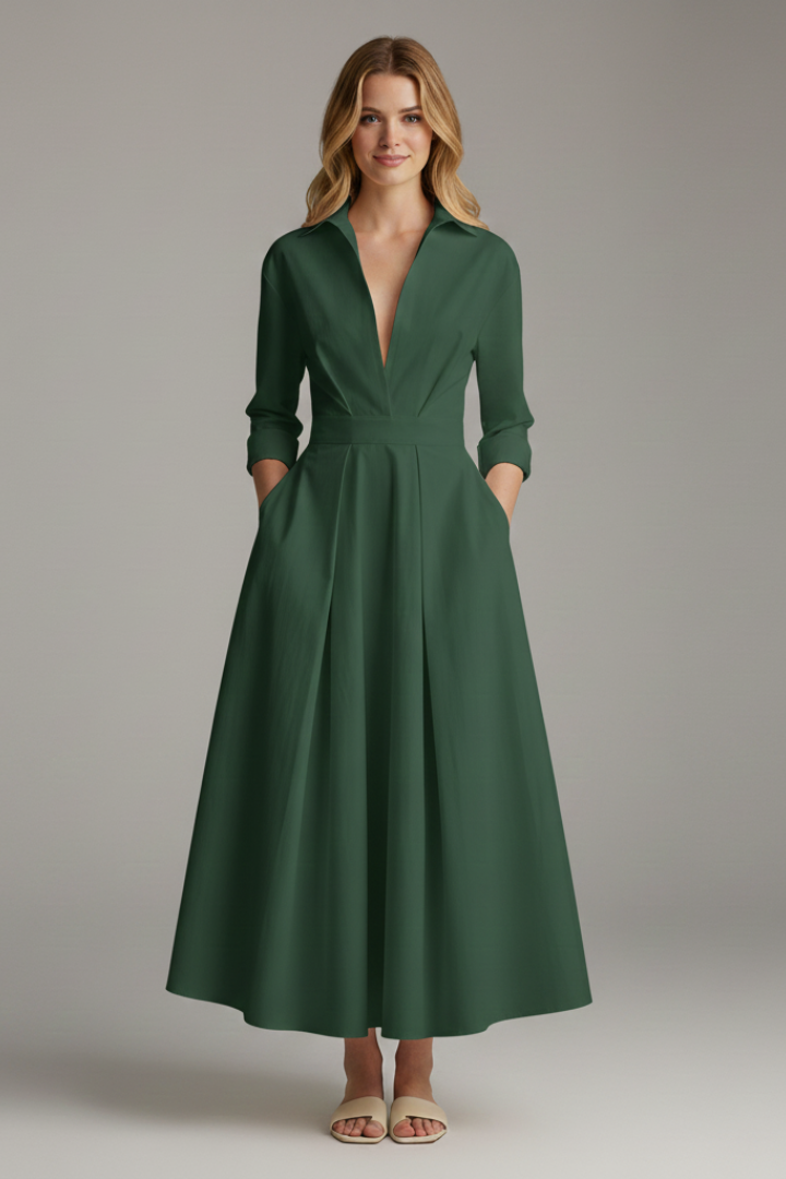 Midikleid für Damen mit betonter Taille – Elegantes tailliertes Tages- & Anlasskleid