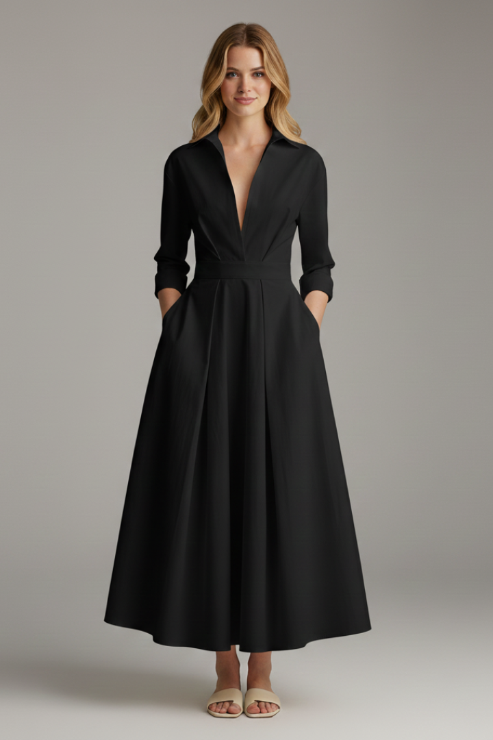 Midikleid für Damen mit betonter Taille – Elegantes tailliertes Tages- & Anlasskleid