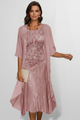 Midikleid für Damen mit Rundhalsausschnitt & kurzen Ärmeln – Elegantes Tages- & Anlasskleid