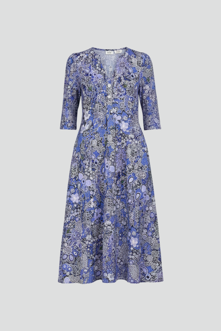 Damen Midikleid mit V-Ausschnitt & 3/4-Ärmeln – Elegantes Anlasskleid