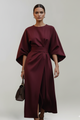 Midikleid für Damen mit weiten Ärmeln & Taillengürtel – Elegantes fliessendes Anlasskleid