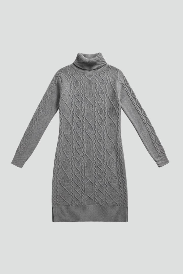 Dame Minikjole med Roll Neck og Cable Mønster