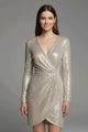 Modesta | Women’s Mini Dress with V Neckline and Sequin Surface