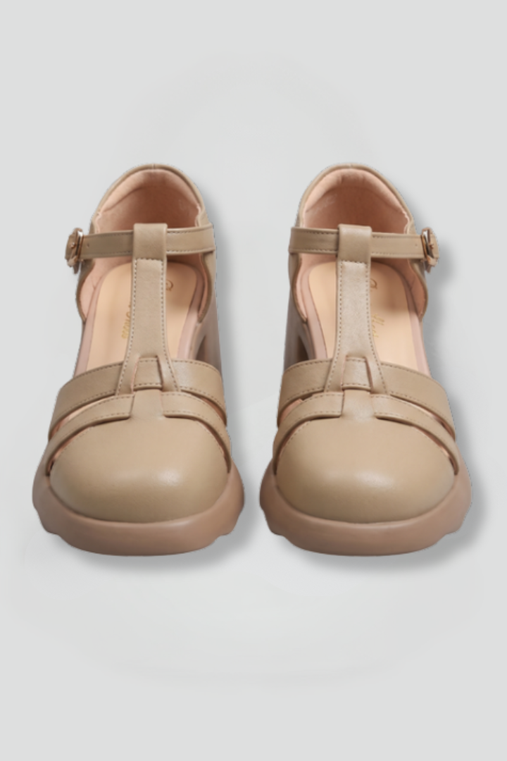 Bellamy | Women's Buckle Orthopedic-Style Heels for Standing All Day in Brown, image 1