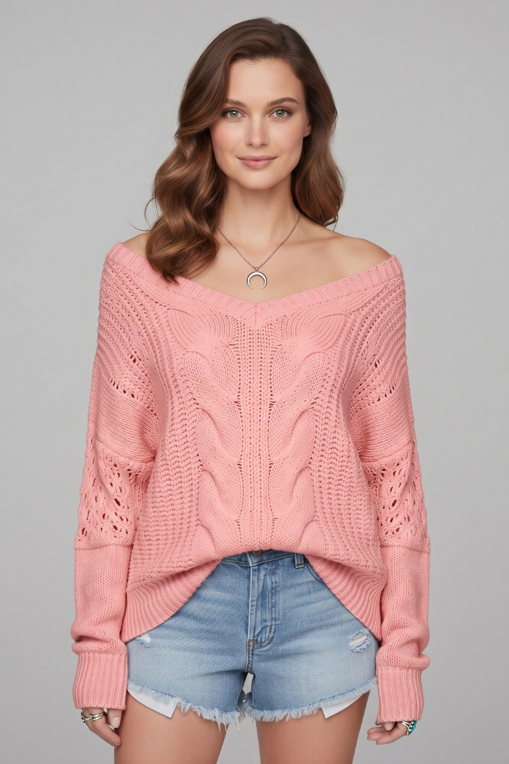 Elaina | Women’s Oversized Sweater with Long Sleeves and Ribbed Cuffs