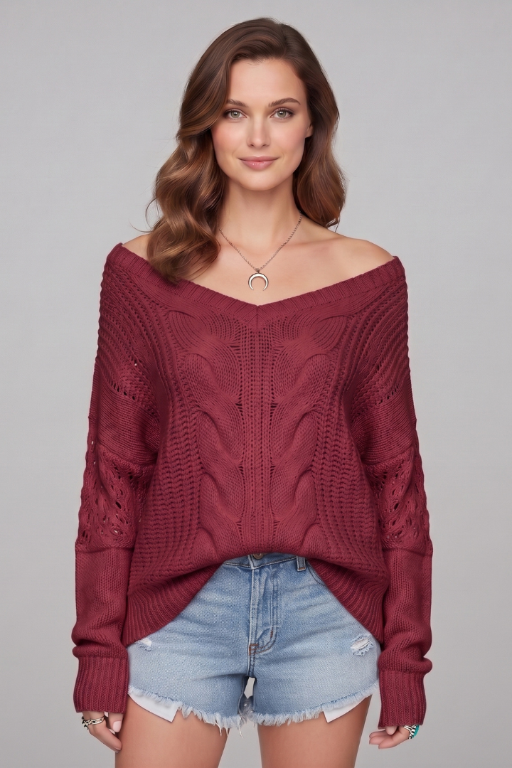 Elaina | Women’s Oversized Sweater with Long Sleeves and Ribbed Cuffs