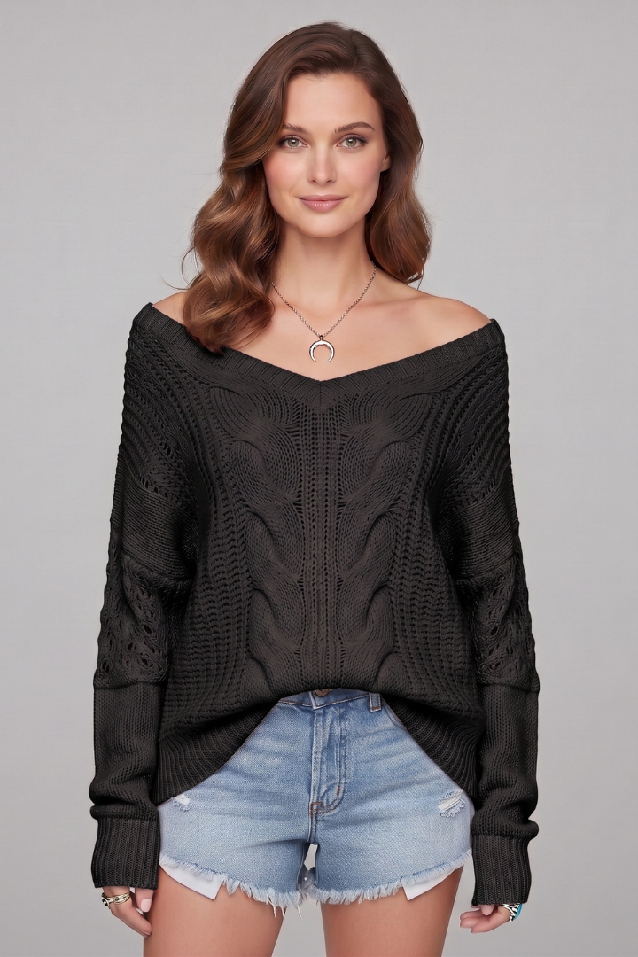 Elaina | Women’s Oversized Sweater with Long Sleeves and Ribbed Cuffs