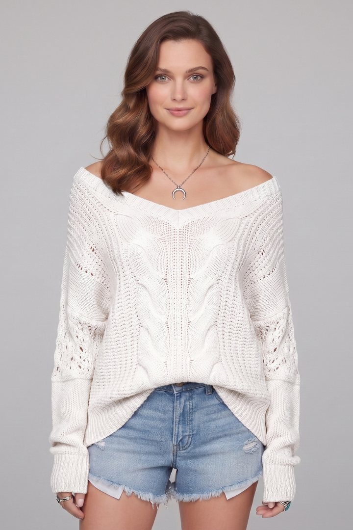 Elaina | Women’s Oversized Sweater with Long Sleeves and Ribbed Cuffs