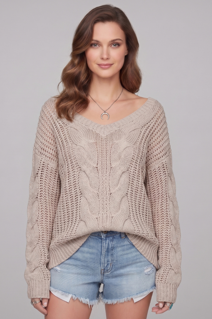 Elaina | Women’s Oversized Sweater with Long Sleeves and Ribbed Cuffs