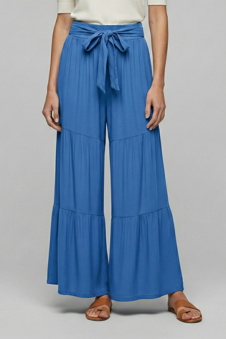 Eira | Women’s Palazzo Trousers with Drawstring Waist and Tiered Legs