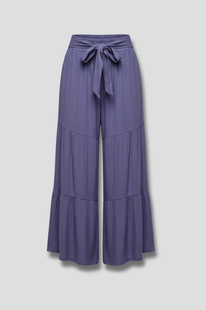 Eira | Women’s Palazzo Trousers with Drawstring Waist and Tiered Legs