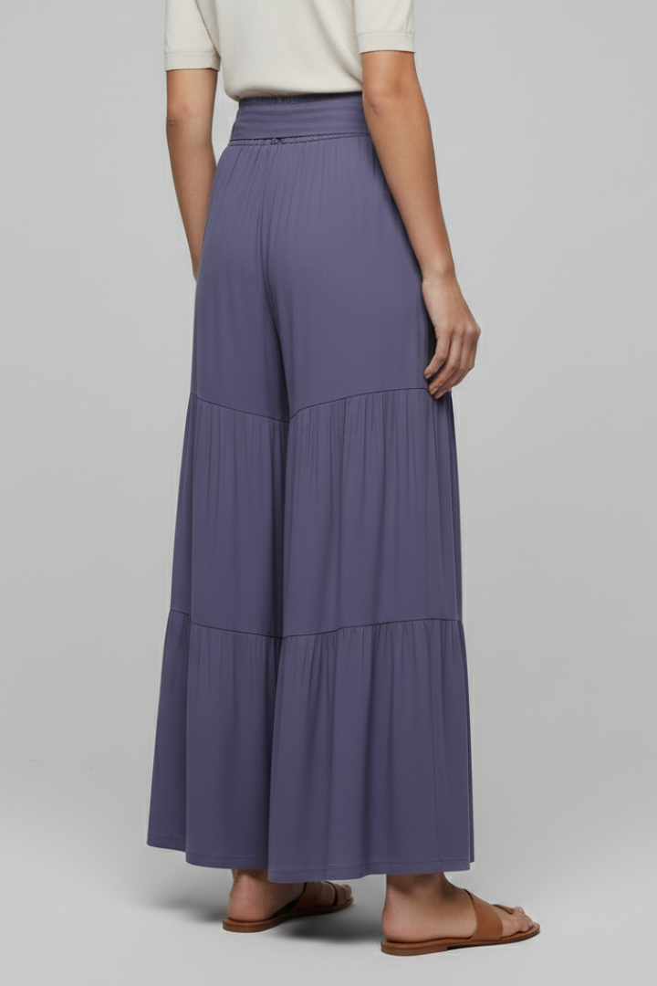 Eira | Women’s Palazzo Trousers with Drawstring Waist and Tiered Legs