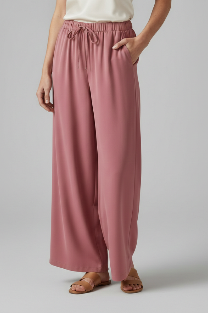 Effie | Women’s Palazzo Trousers with Elastic Waist and Side Pockets