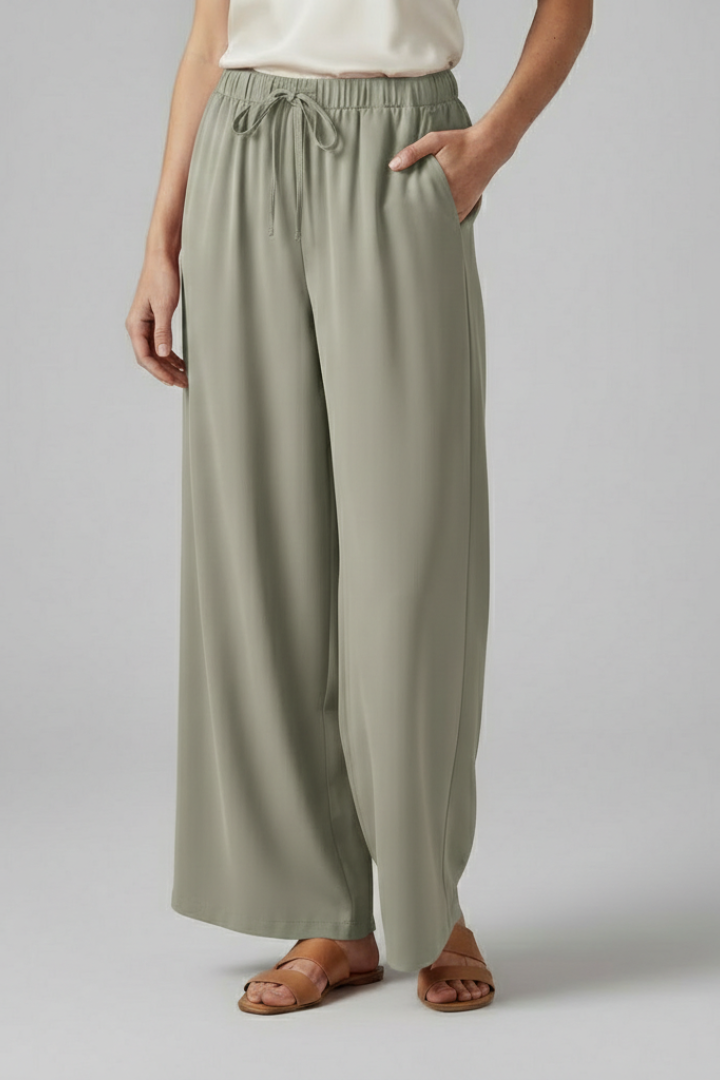 Effie | Women’s Palazzo Trousers with Elastic Waist and Side Pockets