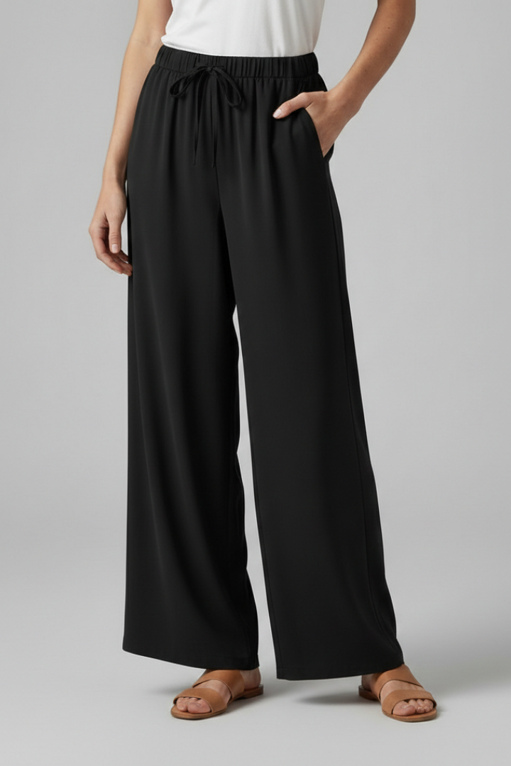 Effie | Women’s Palazzo Trousers with Elastic Waist and Side Pockets