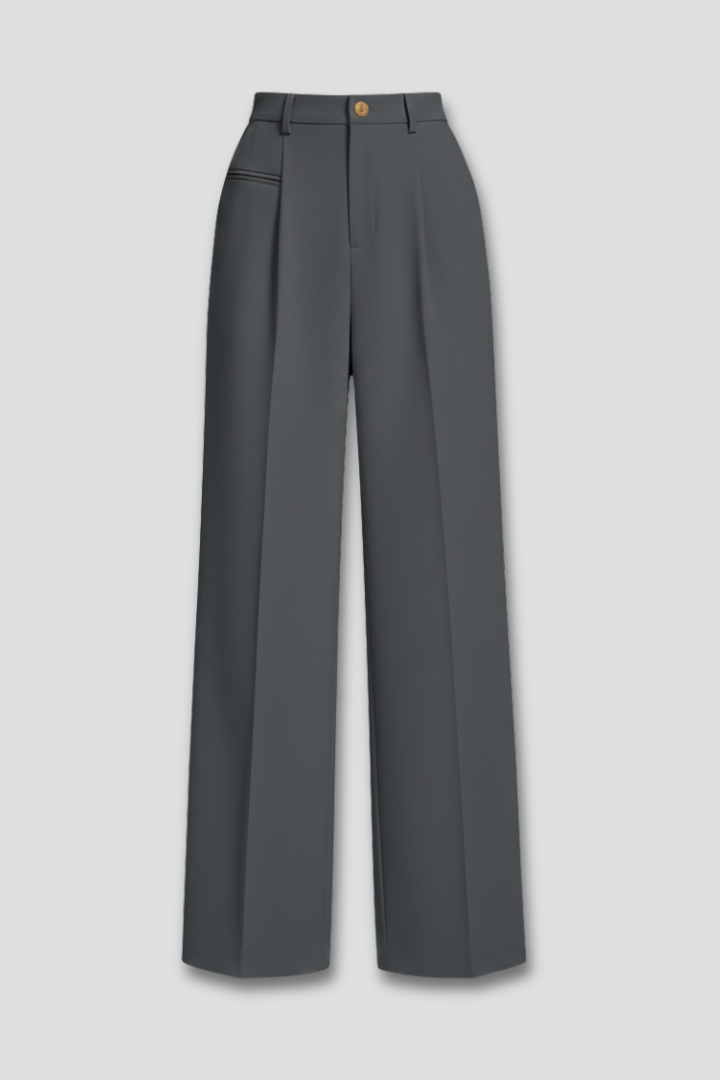Dame Palazzo Bukser med Front Pleats og Baglommer