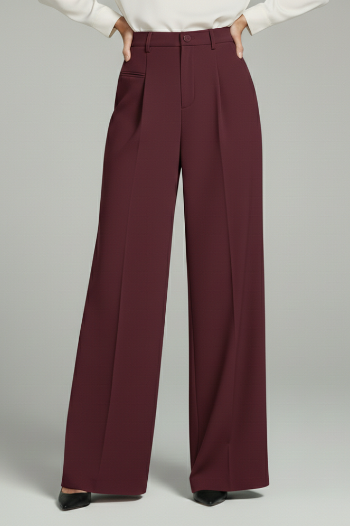 Dame Palazzo Bukser med Front Pleats og Baglommer