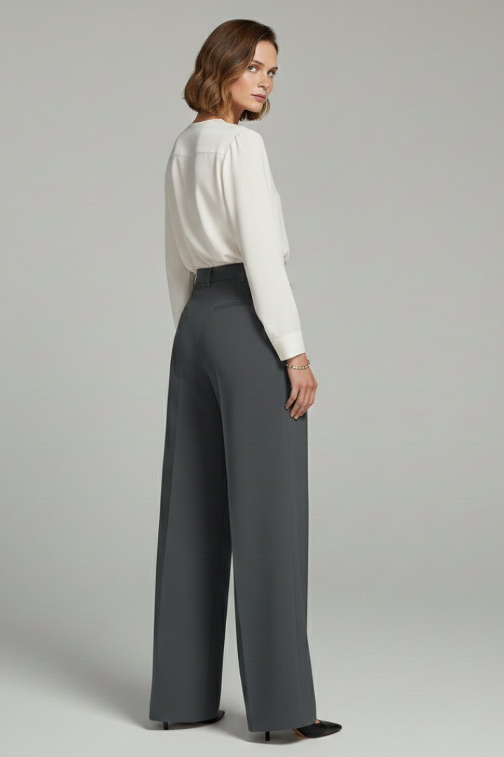 Dame Palazzo Bukser med Front Pleats og Baglommer