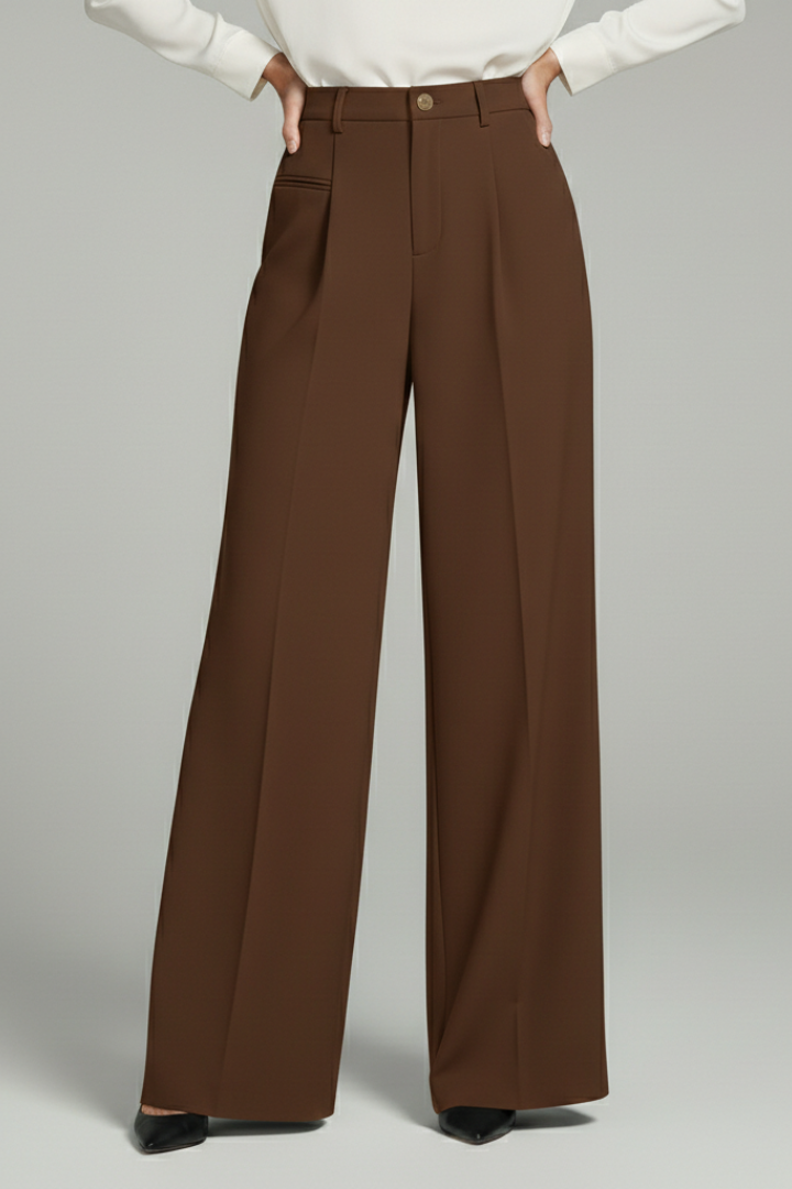 Dame Palazzo Bukser med Front Pleats og Baglommer