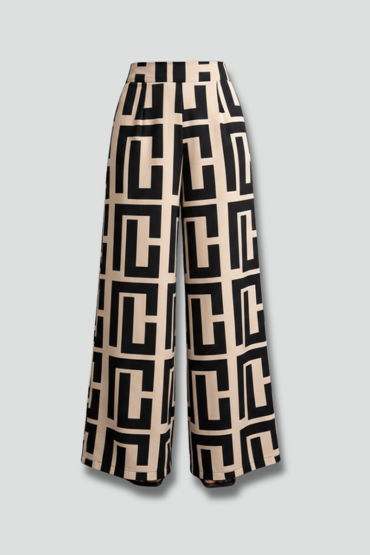 Eilidh | Women’s Palazzo Trousers with Graphic Print and Wide Legs