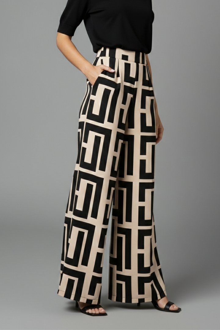 Eilidh | Women’s Palazzo Trousers with Graphic Print and Wide Legs