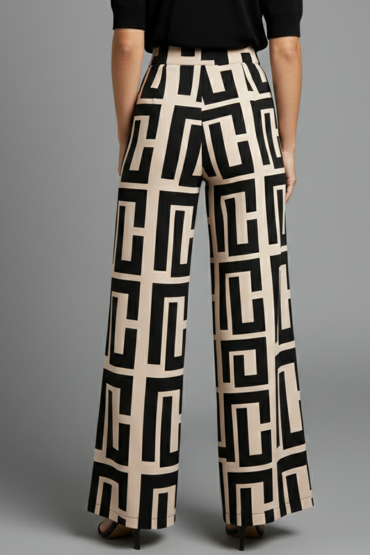 Eilidh | Women’s Palazzo Trousers with Graphic Print and Wide Legs
