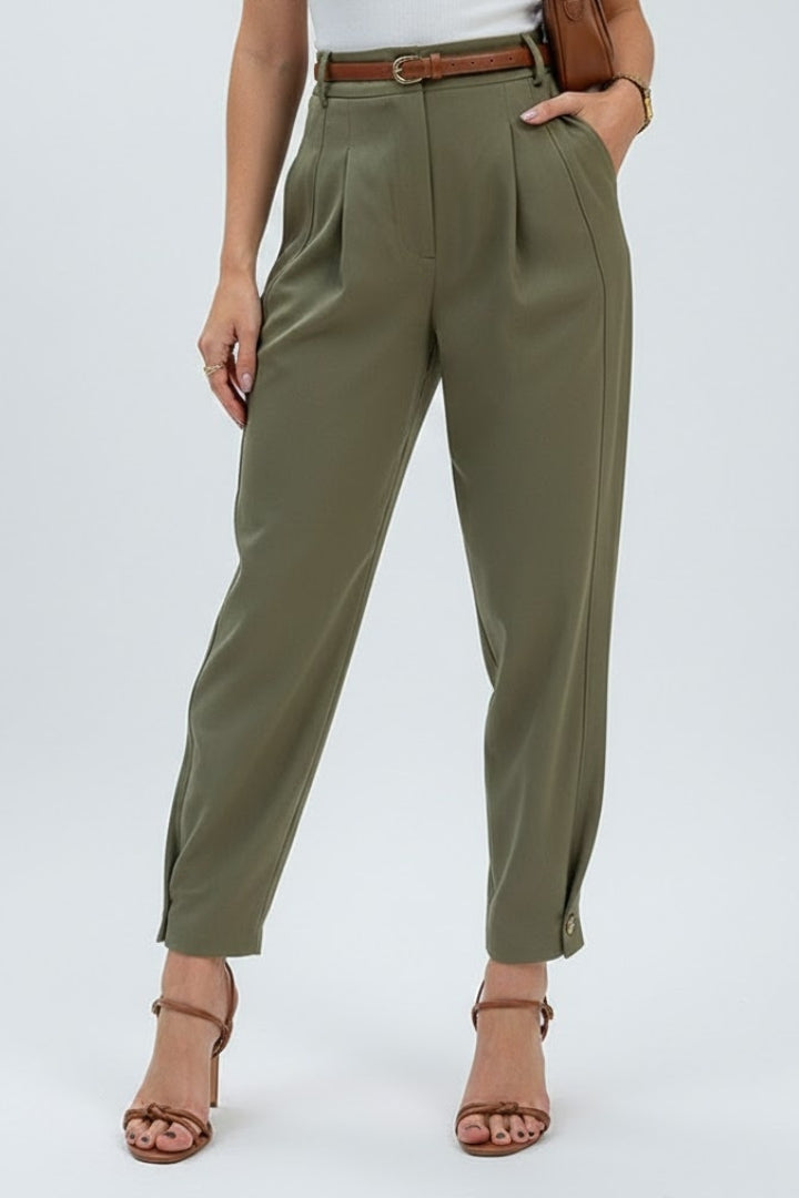 Dame Bukser med Højtaljet og Tapered Leg
