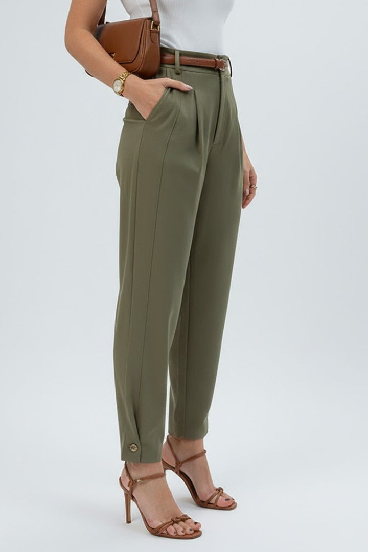 Dame Bukser med Højtaljet og Tapered Leg