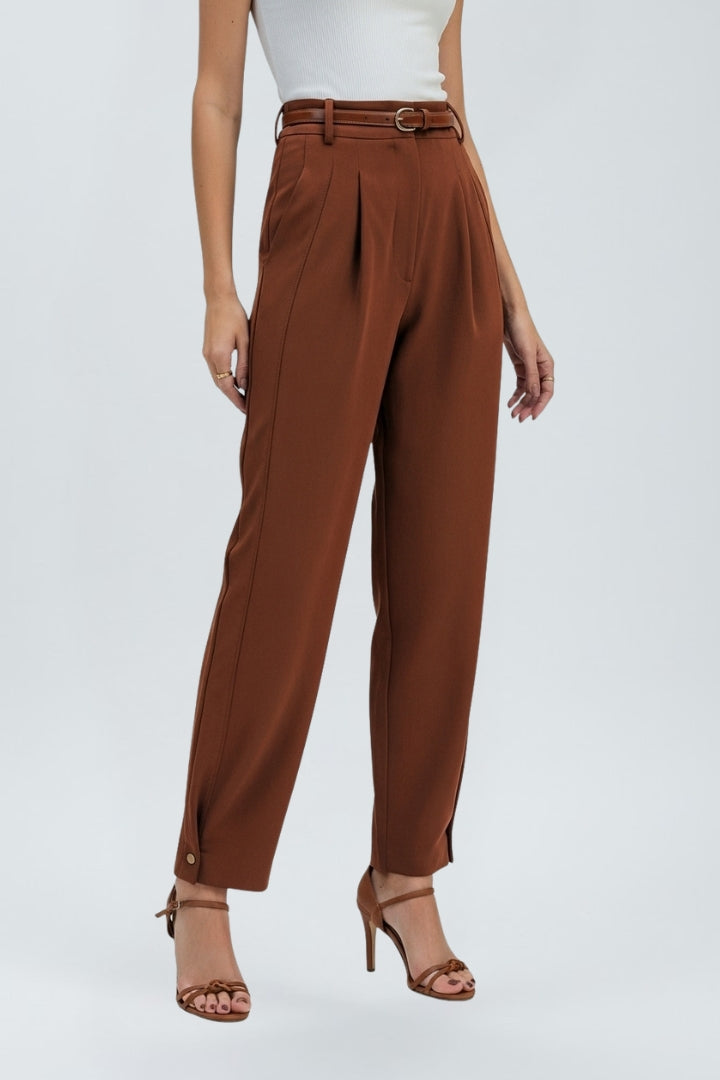 Dame Bukser med Højtaljet og Tapered Leg