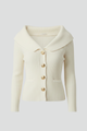 Elvina | Women’s Ribbed Cardigan with Foldover Neckline and Button-Front Design