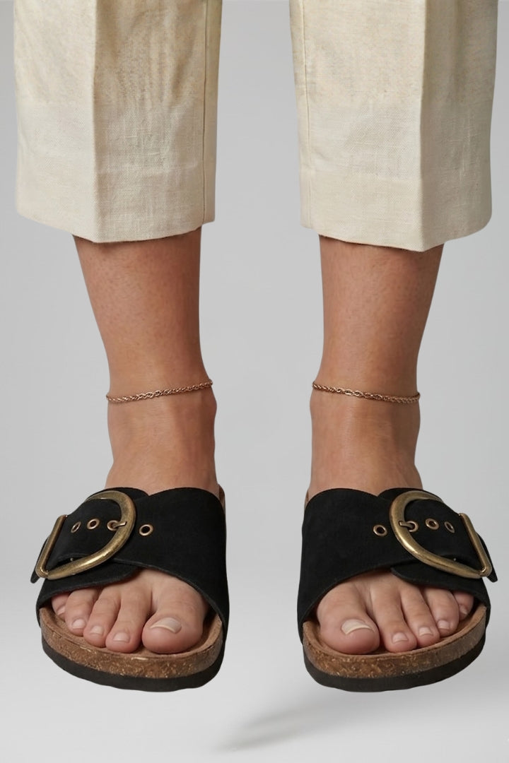 Dame Sandaler med Buckle Lukning og Struktureret Sole