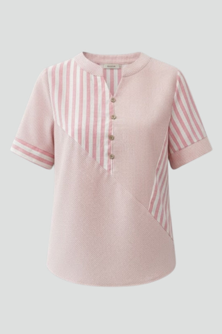 Dame Kort ærme Bluse med Knappet front