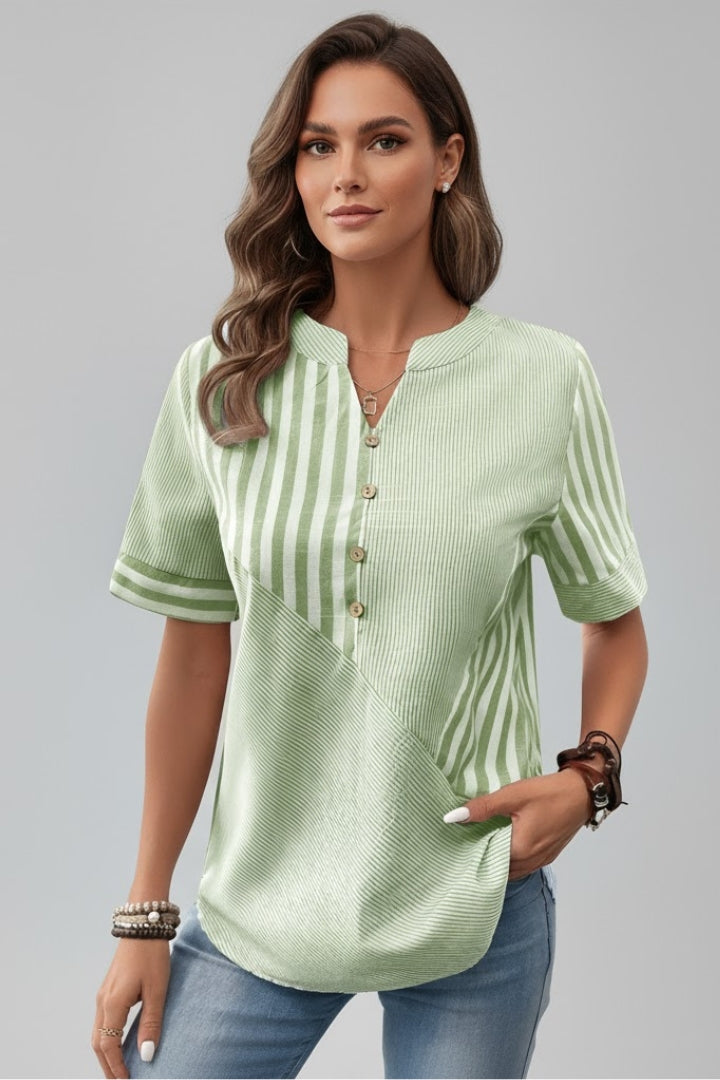 Dame Kort ærme Bluse med Knappet front