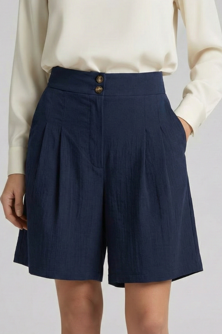 Dameshorts med Knap Talje og Bred Ben