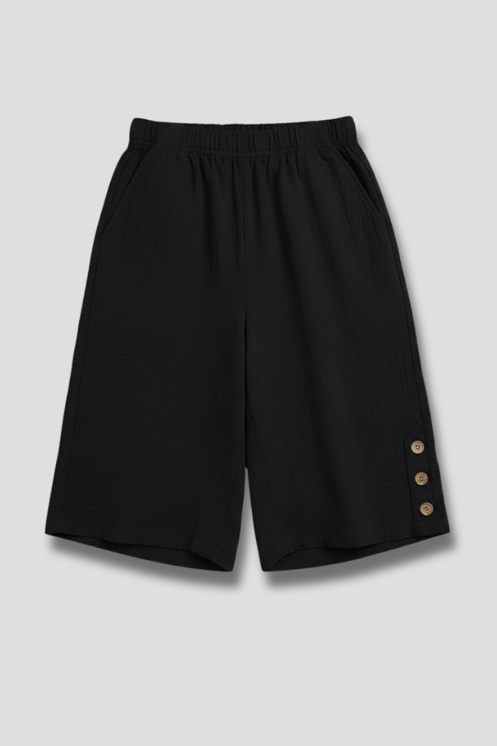 Dameshorts med Elastik i taljen og Knap Detalje
