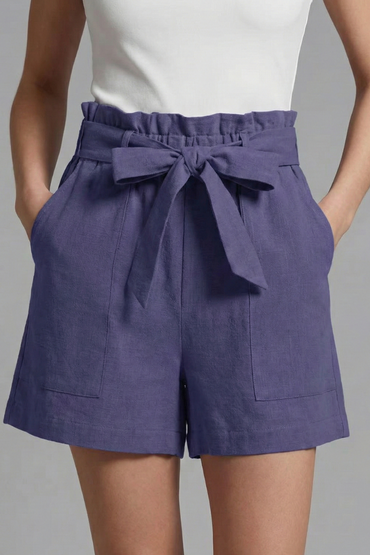 Dameshorts med Tie Talje og Flæse Linning