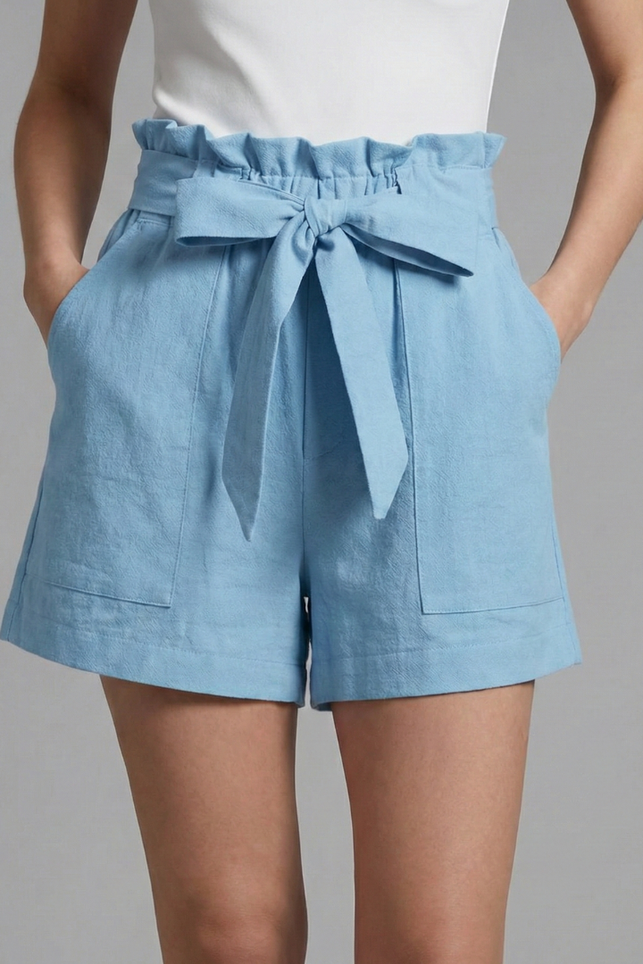 Dameshorts med Tie Talje og Flæse Linning